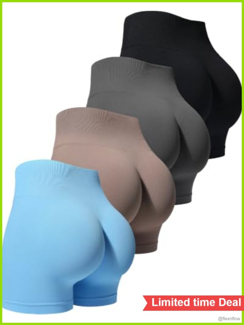 High Waist Scrunch Butt Seamless Workout Gym Shorts 4 Pack